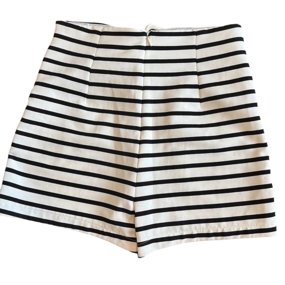 ZARA woman Black White Striped Sailor Look Skort Shorts Skirt Size M - Picture 6 of 7
